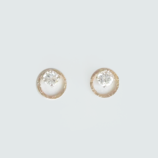 Versatile White Sapphire Stud Earrings Designed with Dainty 14k Gold Earring Jackets | Jewelry Made in California