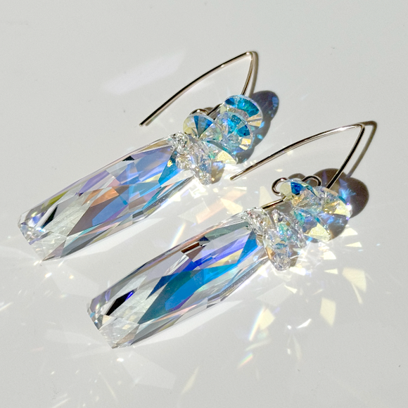 Lavish Queen Iridescent Long Crystal Earrings  - Cari Style