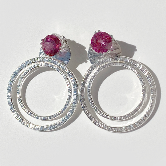 Versatile Gemstone Topaz Studs with Argentium Silver Hoop Earring Jackets | MONOLISA Jewelry Collection Made in California