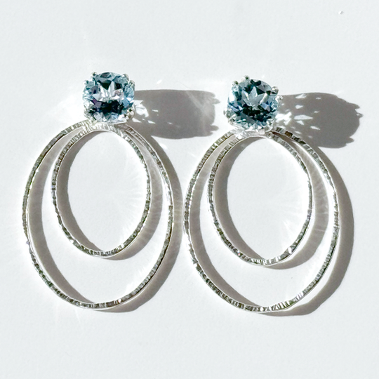 Oval Earring Jackets with 4 Carat Light Blue Topaz Gemstone Earrings |  | Handmade Earring Jacket Collection by Jewelry Designer Lisa Ramos