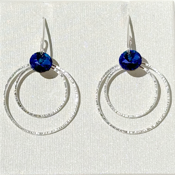 Versatile Argentium Silver Crystal Dangle Hoop Collection -  Color Purple | Jewelry Made in California