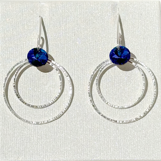 Versatile Argentium Silver Crystal Dangle Hoop Collection -  Color Purple | Jewelry Made in California