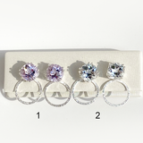 Versatile 4 Carat Gemstone Stud Earrings with Argentium Silver Classic Hoop Earring Jackets - Amethyst and White Topaz 