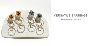 VersCitrine and Topaz Stud Earrings with Earring Jackets - The versatile gemstone stud earrings. Wear multiple ways - wear with the Argentium Silver earring jackets or just the gemstone studs. Made in California