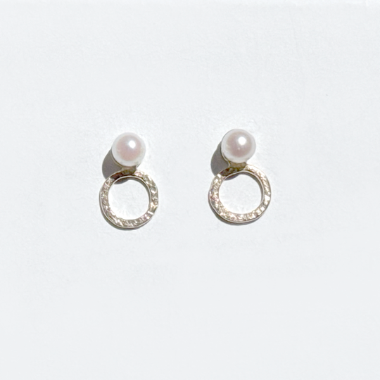 Dainty 14 Karat Gold Akoya White Pearl Earring Jacket Set | Jewelry Made in California