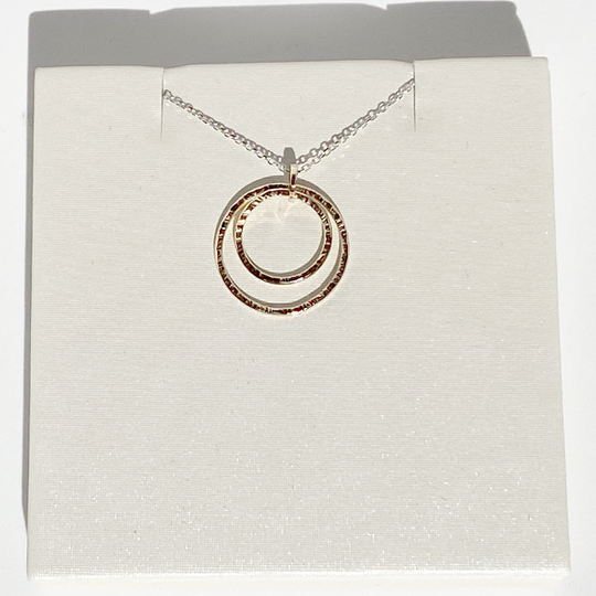 Versatile 14 Karat Yellow and White Gold Classic Textured Duo Pendant Necklace