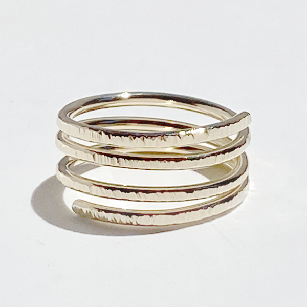 14 Karat Gold Textured Snake Ring - One of a Kind Elegance