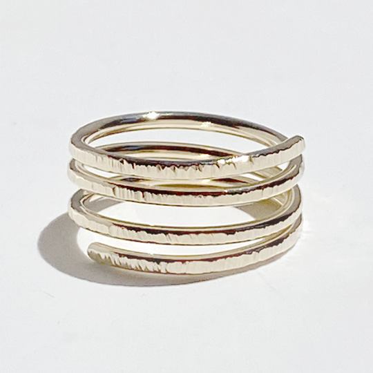 14 Karat Gold Textured Snake Ring - One of a Kind Elegance