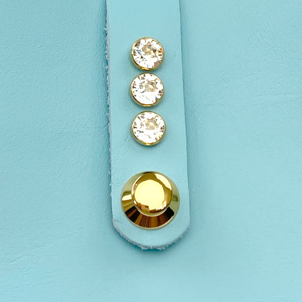 Crystal Closure for Baby Blue Leather Tote - Over The Shoulder Bag 90