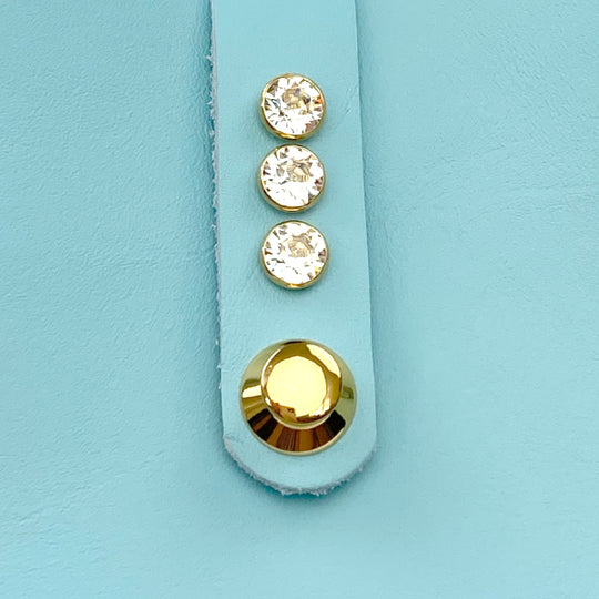 Crystal Closure for Baby Blue Leather Tote - Over The Shoulder Bag 90