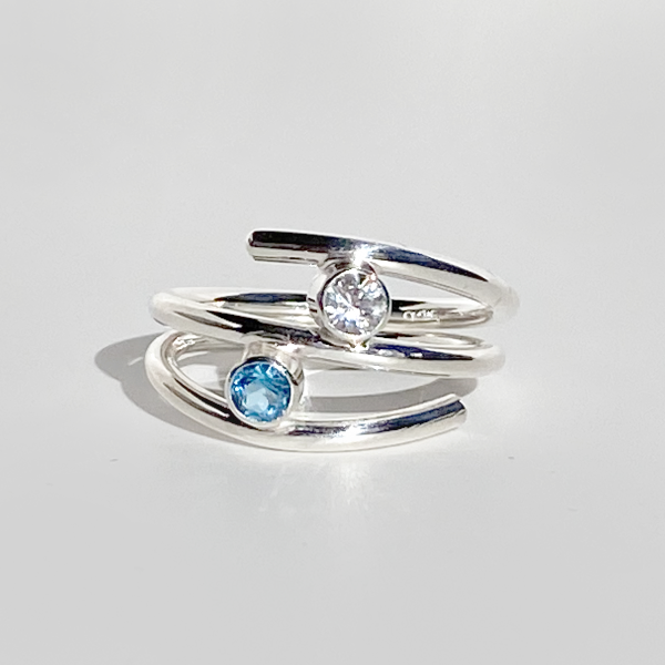 Argentium® Silver Sapphire Topaz Ring - Beauty | Handmade by California Jewelry Artist Lisa Ramos