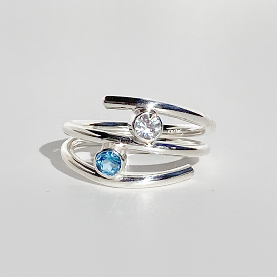 Argentium® Silver Sapphire Topaz Ring - Beauty | Handmade by California Jewelry Artist Lisa Ramos