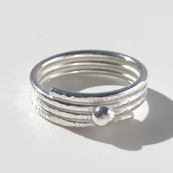 Argentium® Silver Caviar Ring Collection - Closed Spiral Size 10.5