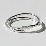 Argentium® Silver Textured Crossover Ring - Size 11.25
