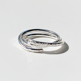 Argentium® Silver Textured Crossover Ring - Size 7