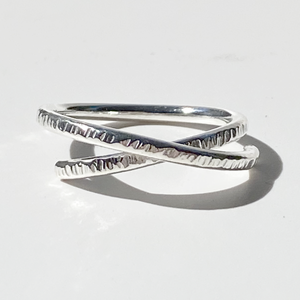 Argentium® Silver Textured Crossover Ring Collection - Size 4.25