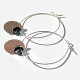 Argentium® Silver Blue Eye Catching Crystal Hoop Earrings Collection - Gray