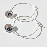 Argentium® Silver Eye Catching Crystal Hoop Earrings Collection II - Gray Color
