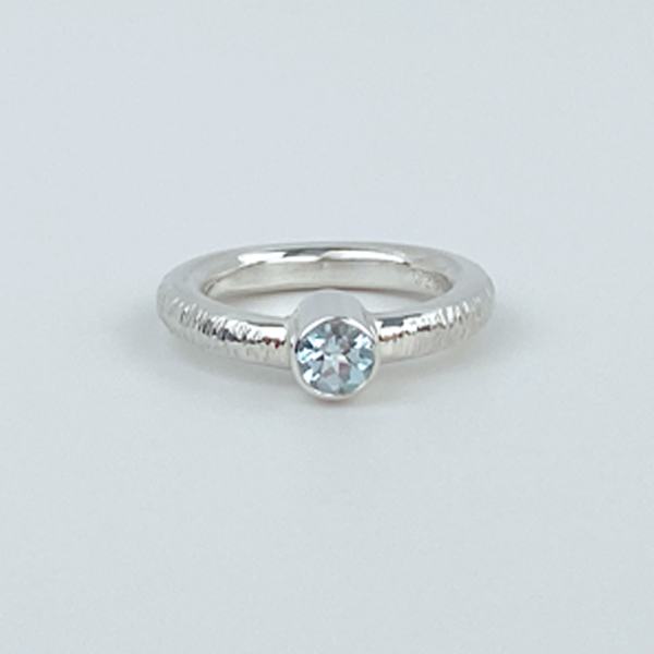 Argentium® Silver Light Topaz Ring- Blue Sparkle