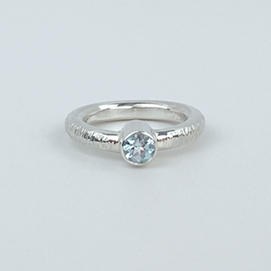 Argentium® Silver Light Topaz Ring- Blue Sparkle