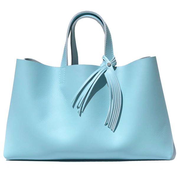 Large Baby Blue Leather Tote 66