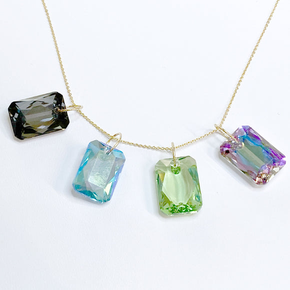 14 Karat Gold Emerald Cut Crystal Pendant Collection