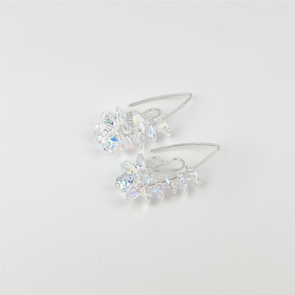 Mini Sterling Silver Bent Hoop Crystal Cluster Earrings - Color Option –  MONOLISA