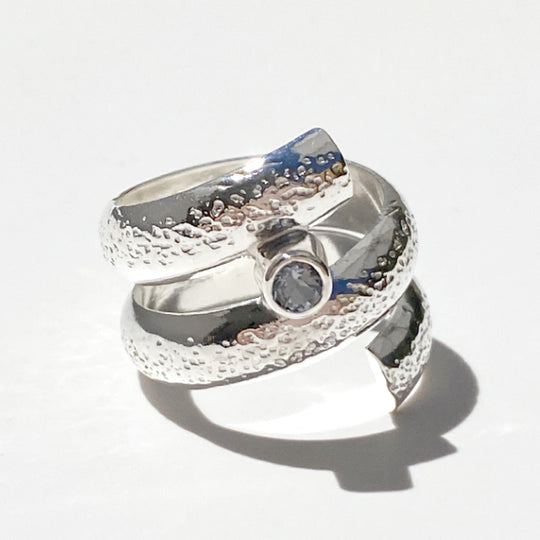 Copy of Argentium® Silver Spinel Spiral Ring - Beautiful Texture | Handmade by California Jewelry Artist Lisa Ramos