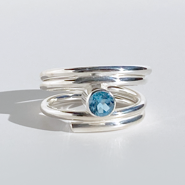Argentium® Silver Topaz Spiral Ring - Something Blue