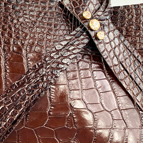 Large Croc Italian Premium Leather Shopper Tote Bag 79 - Crystal Design