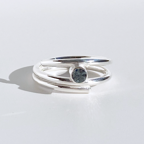 Argentium® Silver Gray Spinel Ring - August