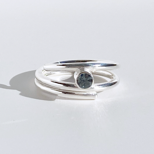 Argentium® Silver Gray Spinel Ring - August