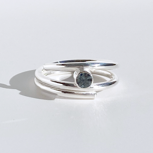 Argentium® Silver Gray Spinel Ring - August