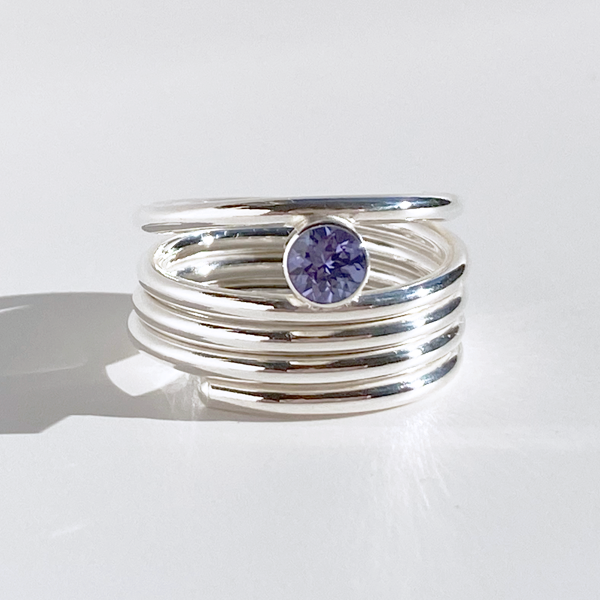 Argentium® Silver Large Tanzanite Ring - Classic Style | Handmade by California Jewelry Artist Lisa Ramos