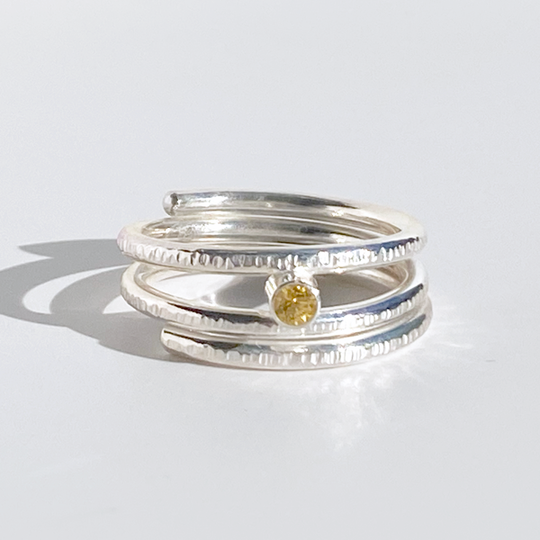Argentium® Silver Yellow Sapphire Gemstone Ring - Dainty II