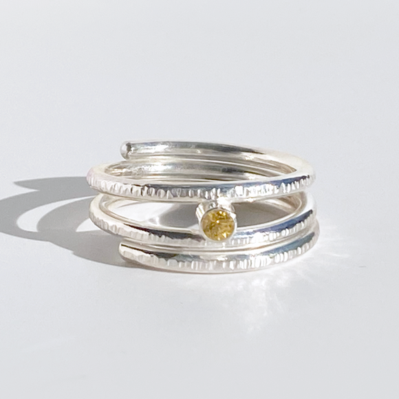 Argentium® Silver Yellow Sapphire Gemstone Ring - Dainty II