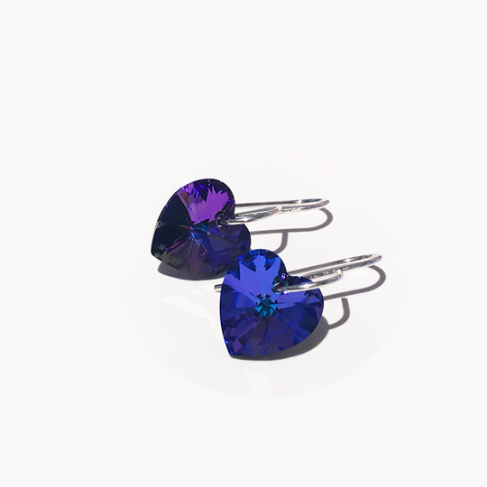 Shimmering Small Crystal Heart Earrings - (color & metal options)