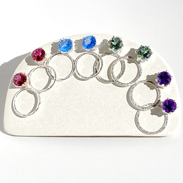 Versatile 1.5 Carat Gemstone Stud Earrings with Argentium Silver Classic Hoop Earring Jackets | Jewelry Made in California