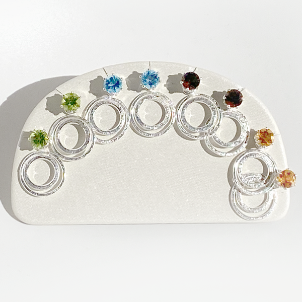 Versatile 1 Carat Gemstone Stud Earrings with Argentium Silver Small Hoop Earring Jackets | Jewelry Made in California