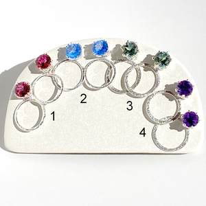 Versatile 1.5 Carat Gemstone Stud Earrings with Argentium Silver Classic Hoop Earring Jackets