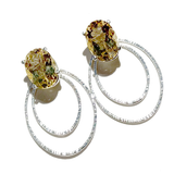12 Carat AA Citrine Oval Studs with Argentium® Silver Earring Jacket Set - Handmade by California Jewelry Artist Lisa Ramos | Lab-grown white sapphire certified by AGTA