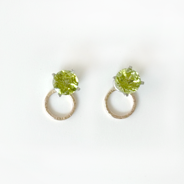 Versatile Peridot Stud Earrings Designed with Dainty 14k Gold Earring Jackets | Jewelry Made in California