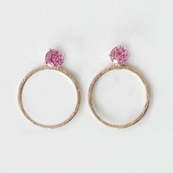 Versatile 1/2 Carat Pink Sapphire Stud Earrings Designed with 14k Gold Earring Jackets
