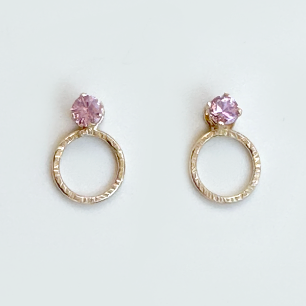 Versatile Pink Sapphire Stud Earrings Designed with Dainty 14k Gold Earring Jackets | Jewelry Made in California