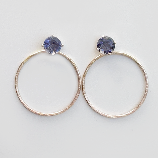 Versatile 1/2 Carat Tanzanite Stud Earrings Designed with 14k Gold Earring Jackets | Fine Jewelry Made in California