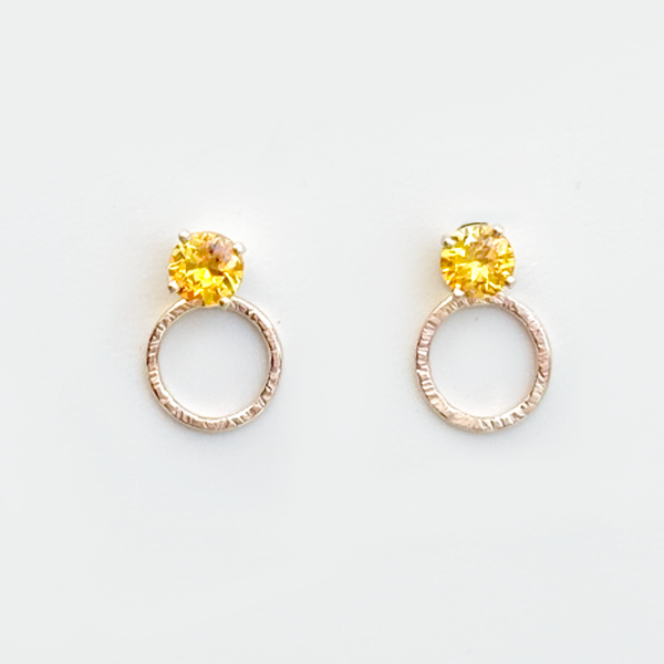 Versatile 1/2 Carat Yellow Sapphire Stud Earrings Designed with Dainty 14k Gold Earring Jackets | Fine Jewelry Made in California