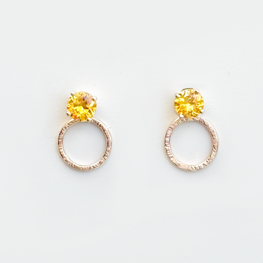 Versatile 1/2 Carat Yellow Sapphire Stud Earrings Designed with Dainty 14k Gold Earring Jackets | Fine Jewelry Made in California