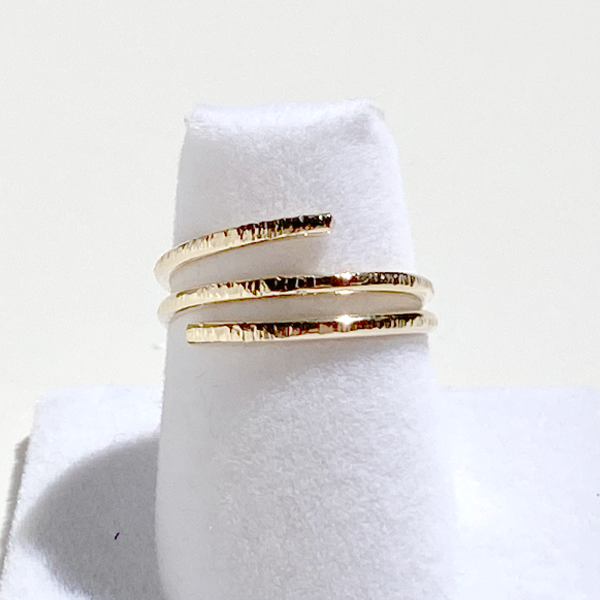 14 Karat Gold All Textured Ring - Simplicity | Handmade by California Jewelry Artist Lisa Ramos