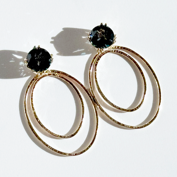 Versatile 4 Carat London Blue Topaz Stud Earrings Designed with 14k Gold Oval Earring Jackets. Handmade by California Jewelry Artist Lisa Ramos. Handmade Earring Jacket Collection 
