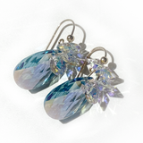 Short Drop Crystal Custer Earrings - Color Aquamarine